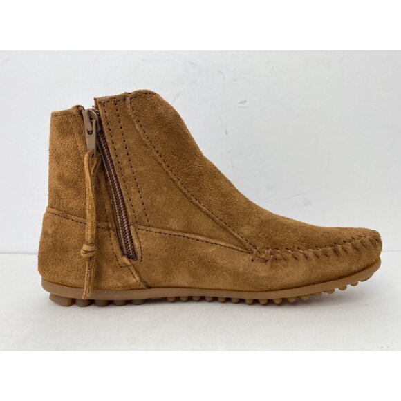 Minnetonka womens Size 5 Dusty Brown Willow Ankle Boots w Side Fringe NEW - Picture 8 of 12